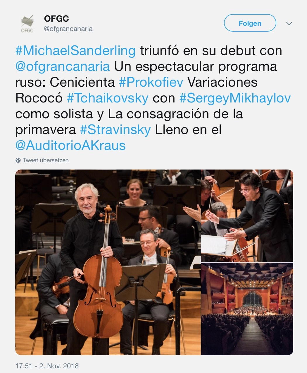 Michael Sanderling Triunfo en su Debut con ofgrancanaria